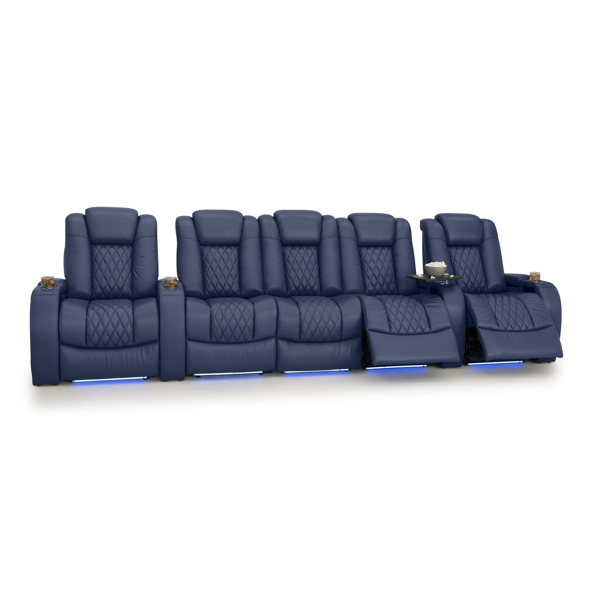Seatcraft Diamante Home Theater Seating Navy Blue Row of 5 Middle Sofa