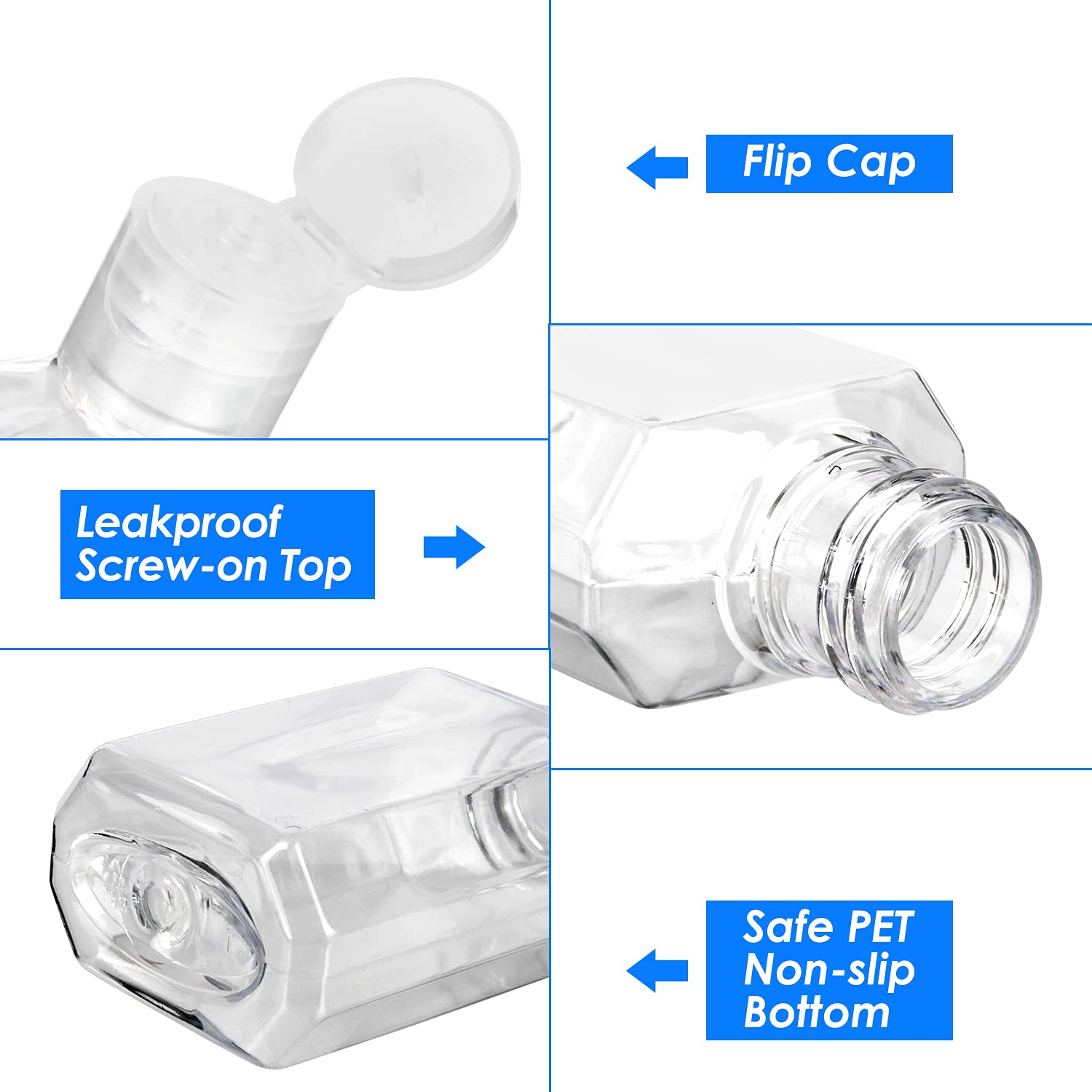 30 bottiglie da viaggio portatili in plastica trasparente, riutilizzabili, riutilizzabili, per viaggi d'affari