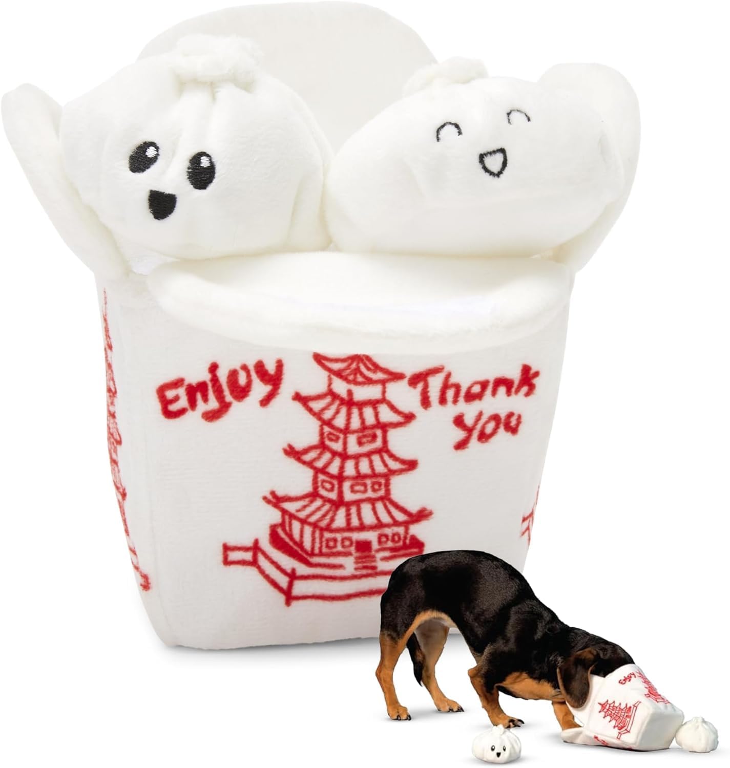 Bark Dog Toy Andi's Dumplings 4-in-1 Squeaky Plush Toy For Dogs, 3 Squeakers, Crazy Crinkle, Perfect For Hiding Treats For Interactive Puzzle Play, Puppy Enrichment Toys Designed for Small Dogs