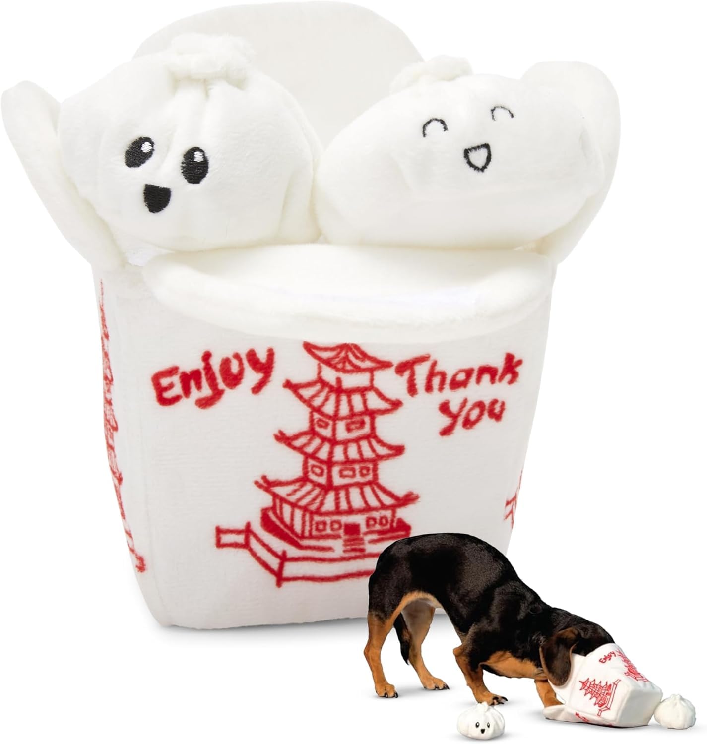 Bark Dog Toy Andi's Dumplings 4-in-1 Squeaky Plush Toy For Dogs, 3 Squeakers, Crazy Crinkle, Perfect For Hiding Treats For Interactive Puzzle Play, Puppy Enrichment Toys Designed for Small Dogs