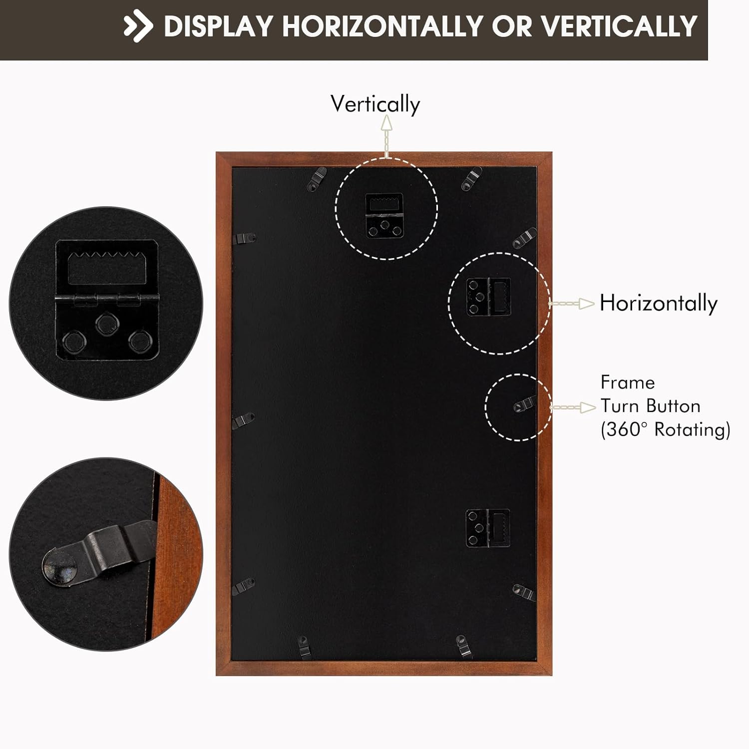 Golden State Art, 8x10 Double Picture Frame, Displays Two 8x10 Photos - Solid Wood - Real Glass For Wall Mounting (Brown, 2 Pack)