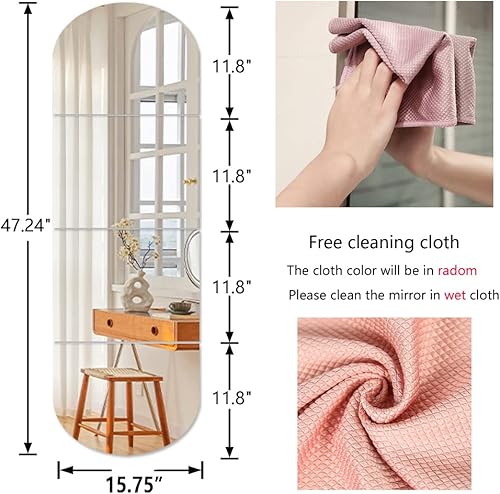 Miniatura 2 de Espejos de cuerpo completo para paredes, 15.7 x 12 pulgadas, 4 calcomanías de espejo de plexiglás acrílico, para montar en la pared, para maquillaje