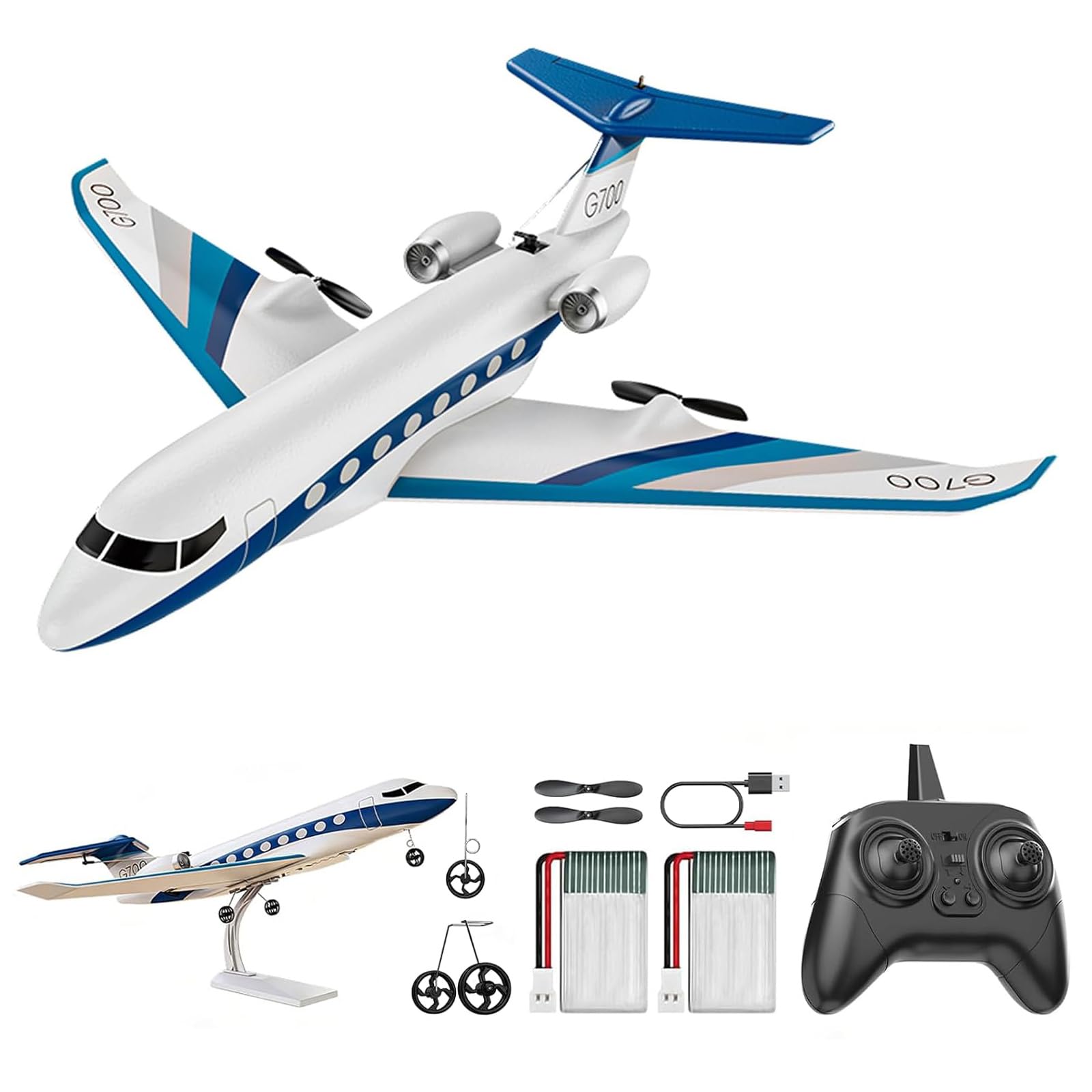Hylukon G700 RC Airplane, EPP Foam Remote Control Glider with Gyroscope, 2.4GHz 3 Channel RC Plane, Fixed-Wing Model Aircraft for Beginners Adults