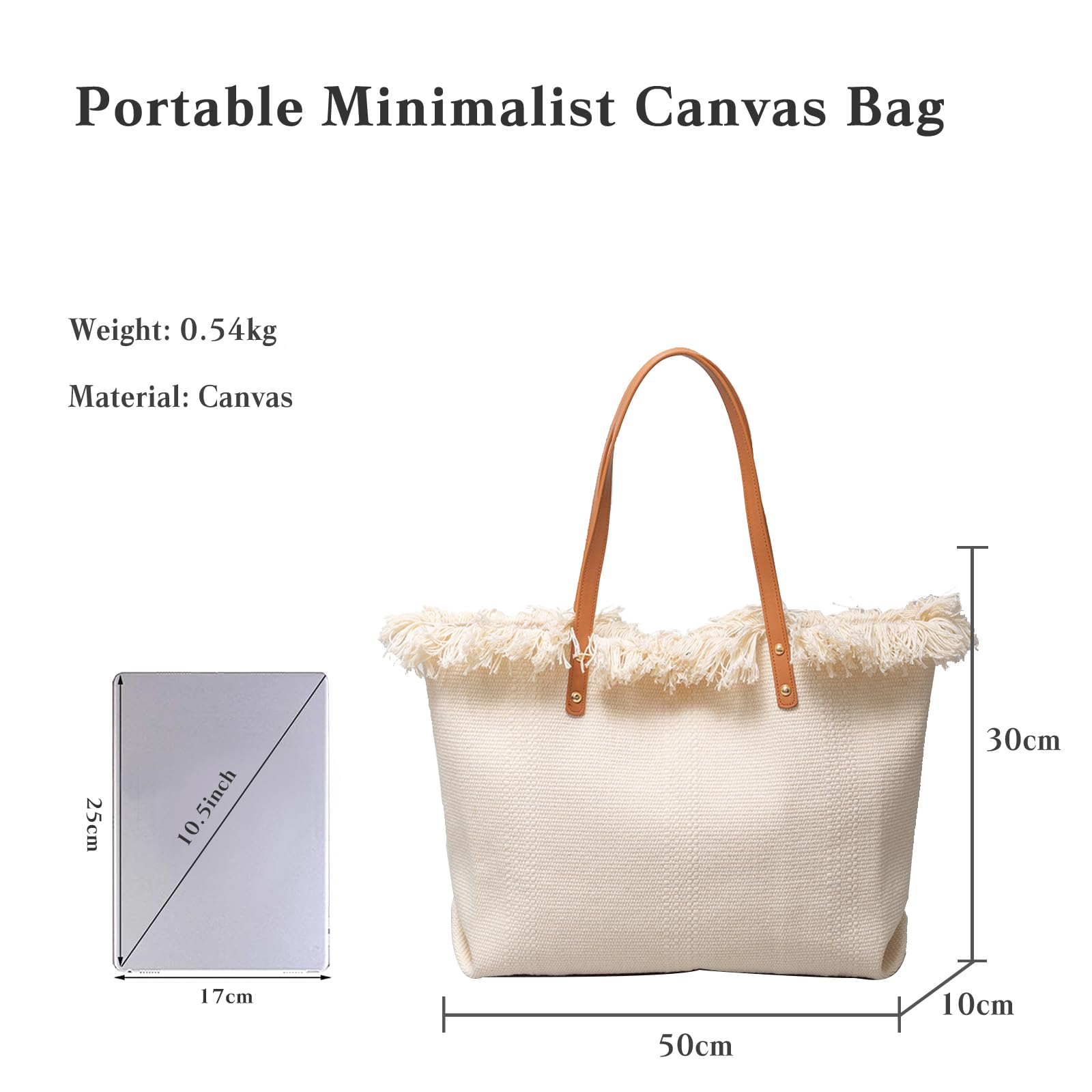 CORIOS Borsa a Mano in Tela Borse a Spalla Donna Alta Capacità Borsa Spiaggia Bohemien Borse Tote Casuale Borse a Tracolla con Nappe per Viaggio Vacanza Uso Quotidiano Beige