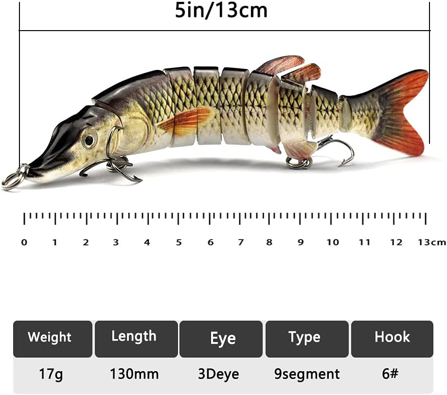 ODS Lure Multi-Jointed Swimbaits, 5.12 in, Treble Rigged, 3-Pack, photo 2 of 7