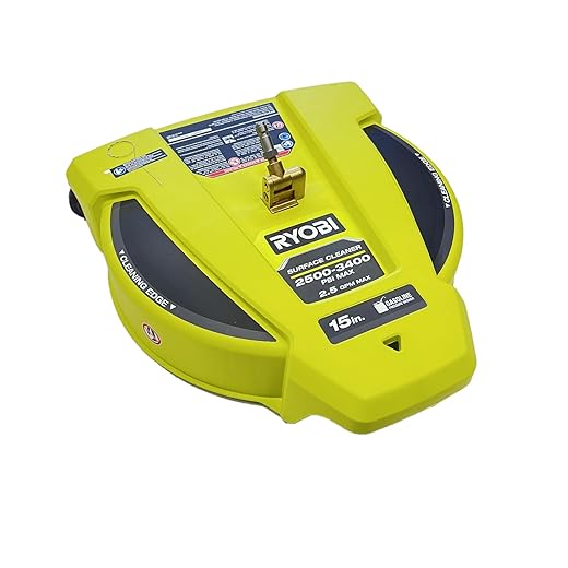 RYOBI 15 in. 3400 PSI Gas Pressure Washer Surface Cleaner with Caster Wheels, Yellow, RY31SC15