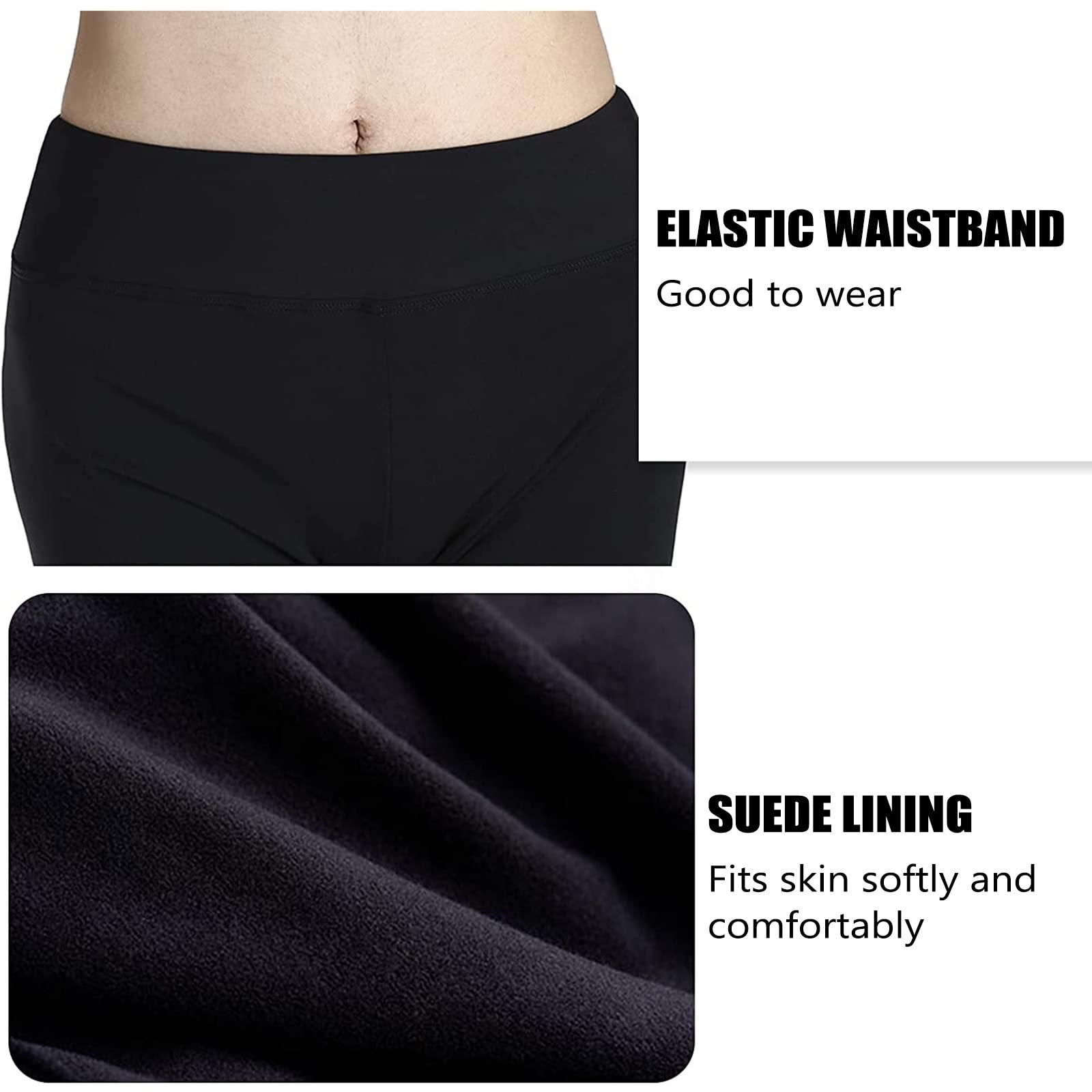 Eiskunstlauf Polarfleece Hose für Damen Mädchen Trainingsanzüge Thermal Kompression Eislaufen Tights(Size:S,Color:Schwarz-Dick)