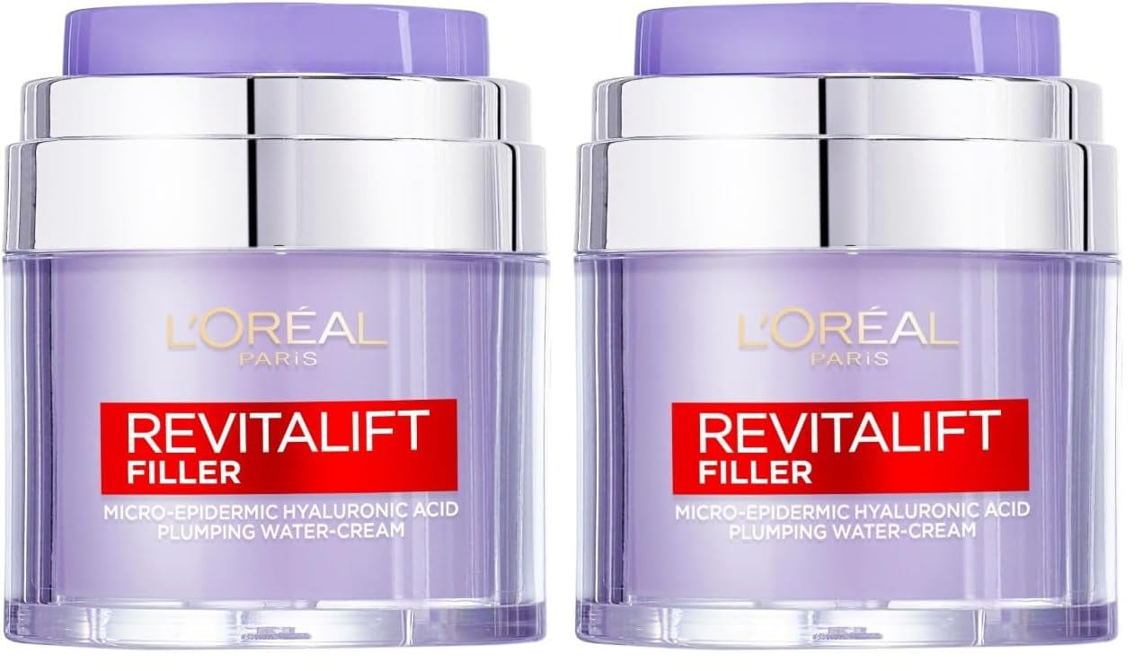 L'Oreal Paris Revitalift Filler Crema, Con Ácido Hialurónico Micro-epidérmico, Antienvejecimiento, Para todo tipo de piel, 50ml (Paquete de 2)