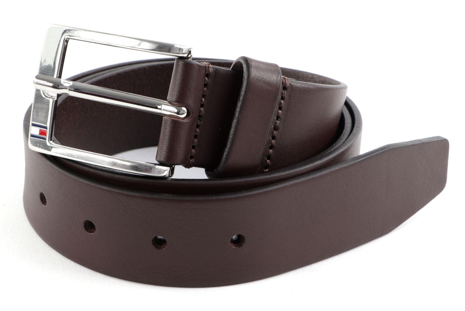 Tommy Hilfiger Men’s New Aly Leather Belt, Brown (Testa Di Moro), 43.3 inches