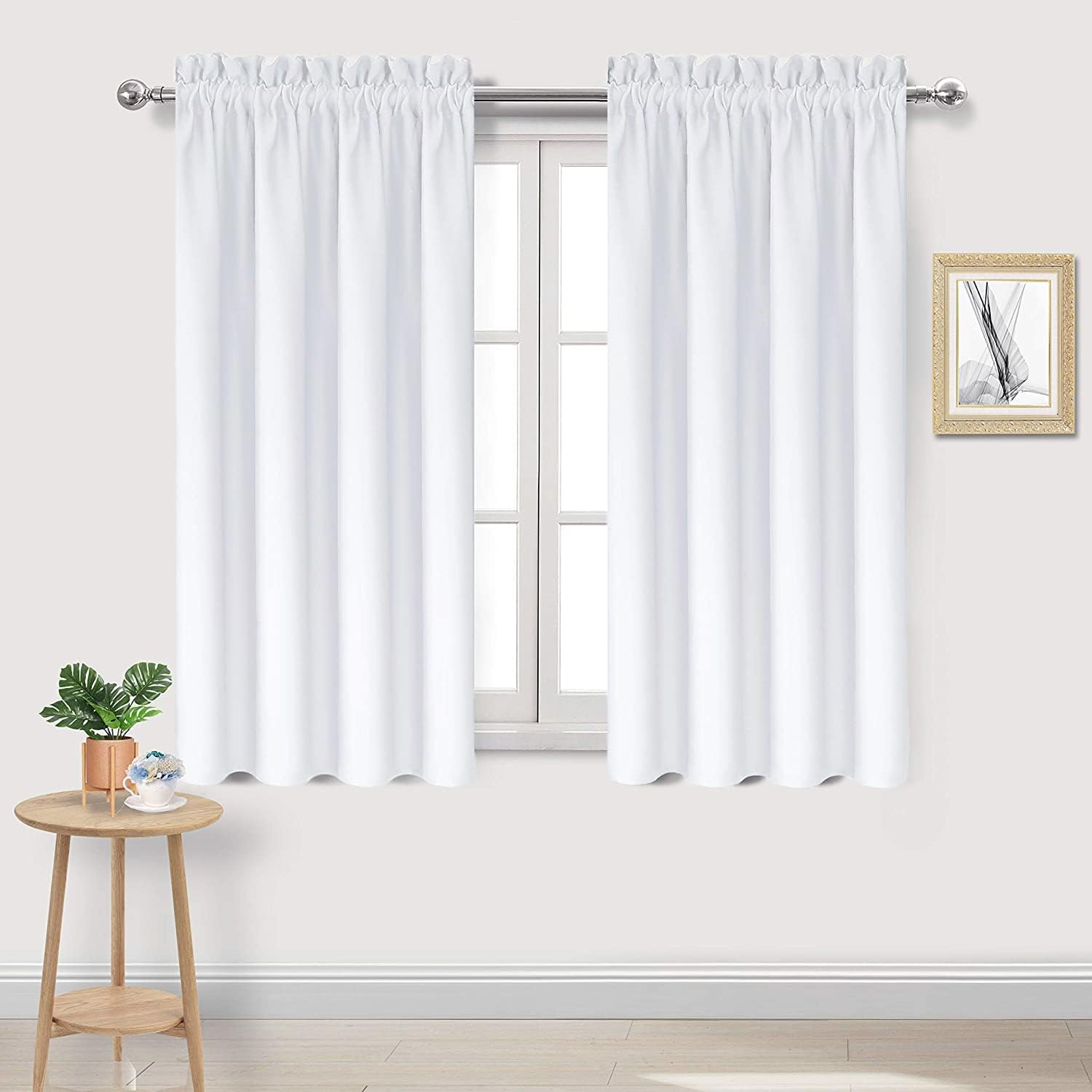 DWCN White Curtains for Living Room Thermal Insulated, 50% Light Blocking Curtains for Bedroom, Dining Room Window, W 38x L 45 Inch, Set of 2 Rod Pocket Curtain Panels - Amazon product rated Grade A