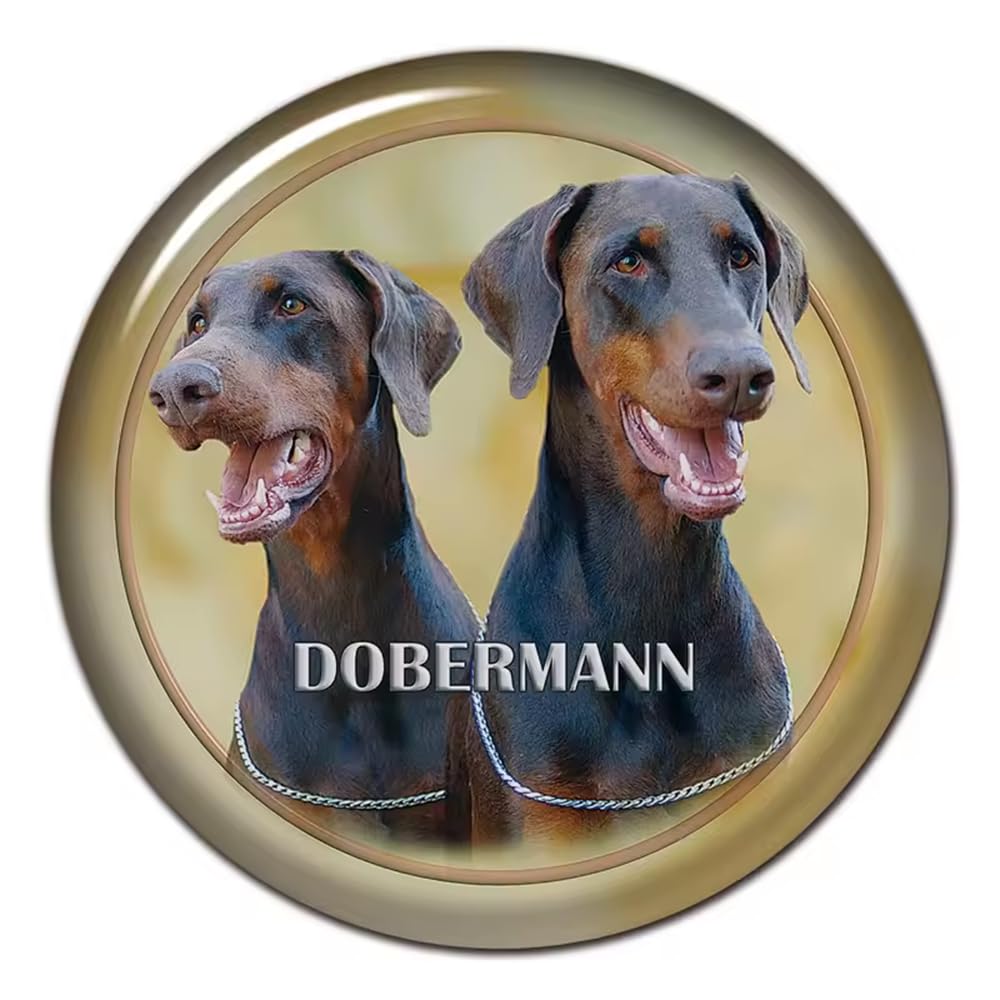 Dobermann Autoaufkleber, Reflektierend, Wasserfest, PVC-Material, Lustiger Dobermann Runde Aufkleber für Auto, Laptop, Kühlschrank ((15cm/5.91inch))