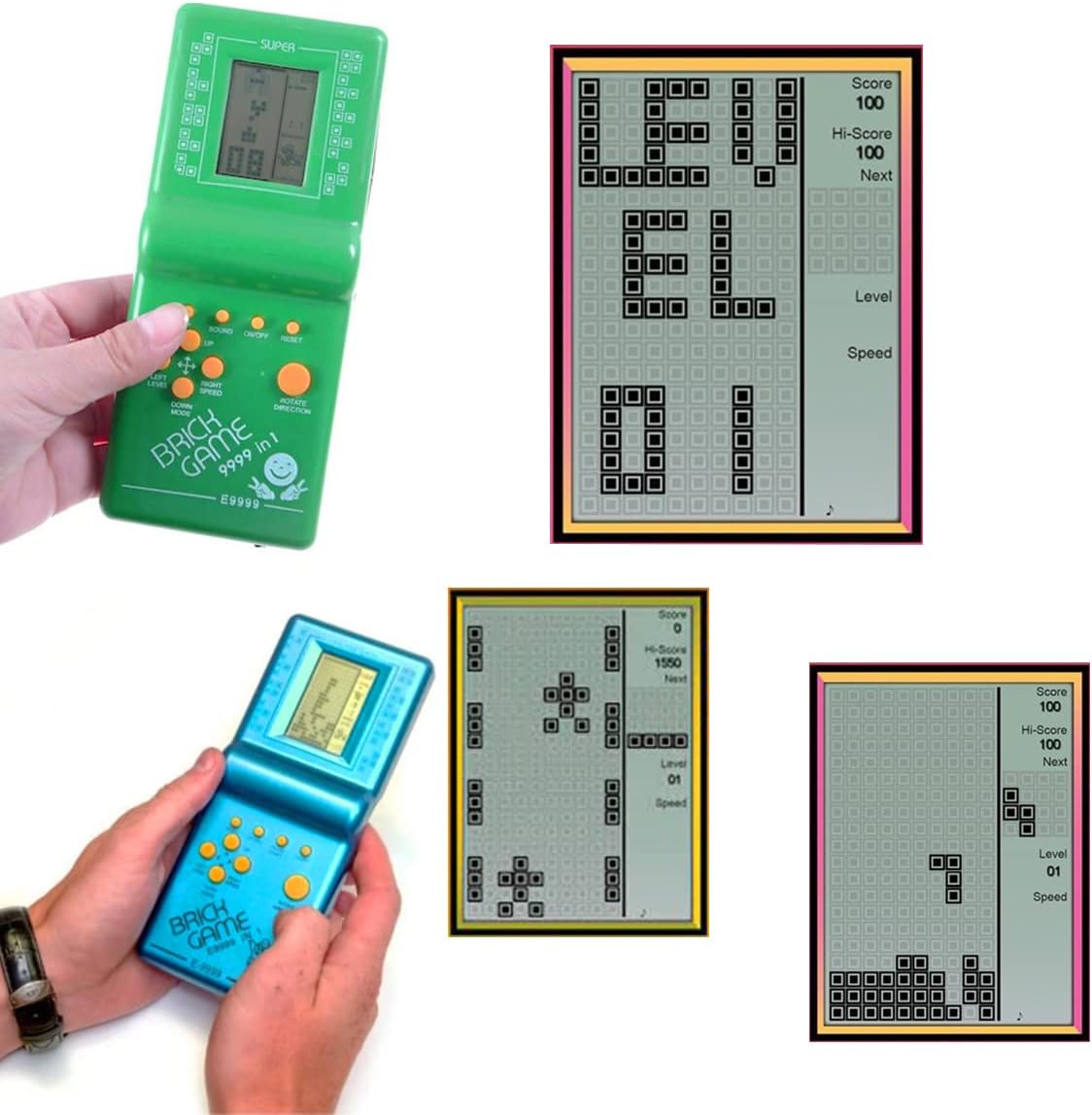 Super Mini Game Jogo 9999 em 1 Portátil A Pilha Estilo Retrô Anos 80 Nostálgico Cor Preto, Amarelo, Azul, Verde, Vermelho E Rosa Com Tetris, Frogger, Cobrinha, Corrida LINHA PREMIUM SYANG (PRETO)
