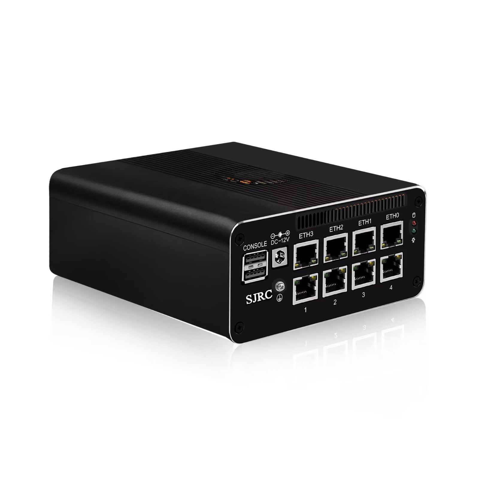 SJRC Mini PC 12th Gen N100, 8X 2.5GbE i226V LAN Small Desktop Computer Barebone, Triple 4K Display, TF Slot, DDR5 Mirco Firewall/Server for Home Office & Networking, No RAM/SSD/OS