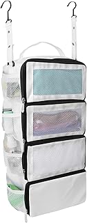 Olosar Suitcase Organizer, Travel Luggage Organizer Portable Hanging Travel Shelves Collapsible Hanging Packing Cubes for Carry on Suitcase