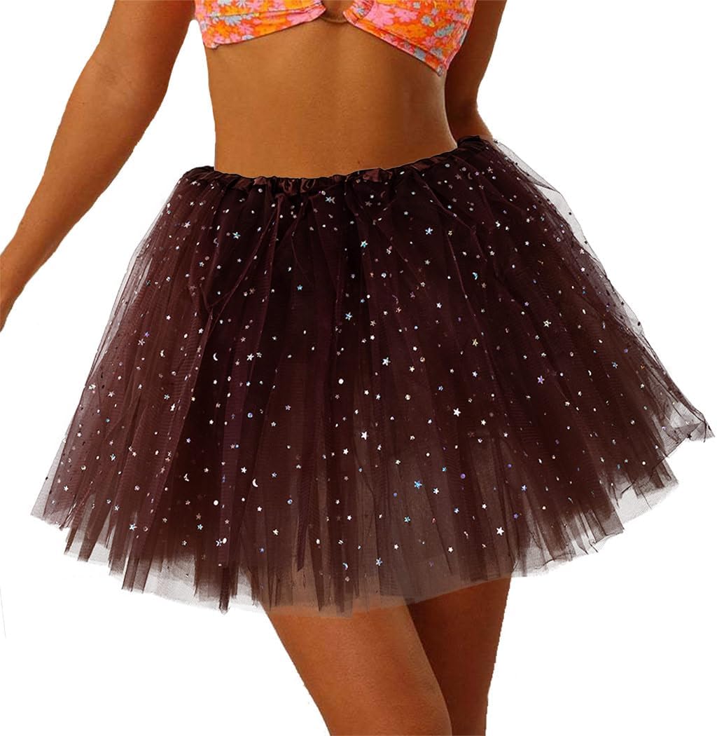 Florry Tutus for Women Elastic Dance Tutu Adult Tutu Skirts 4 Layers Tulle Skirt for Women and Girls Party Rave Running