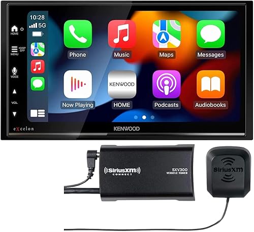 KENWOOD DMX709S eXcelon Pantalla táctil capacitiva de 6.95 pulgadas, estéreo para automóvil, CarPlay y Android Auto, Bluetooth, radio AM/FM HD,