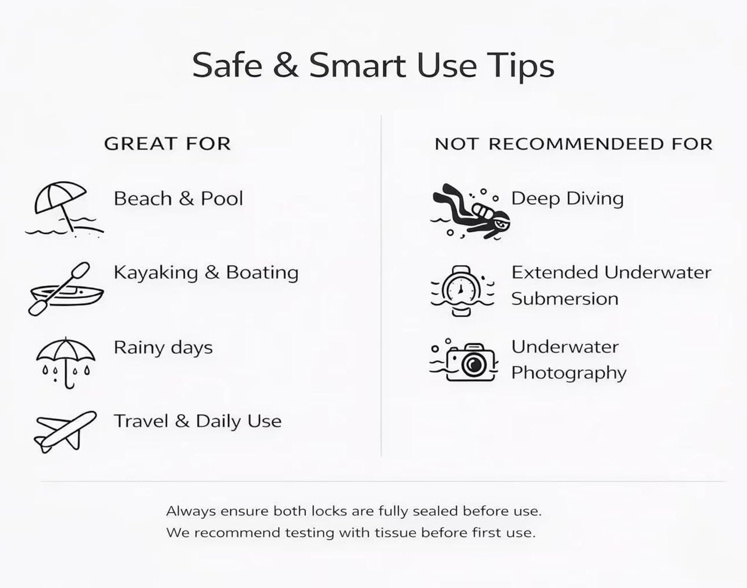 Floating Waterproof Phone Pouch (2-Pack), IPX8 Dry Bag with Built-in Airbag, Touch-Friendly Clear Case with Lanyard for Beach, Swimming, Kayaking & Cruise, Fits Phones up to 7.2" (Black) - Image 8