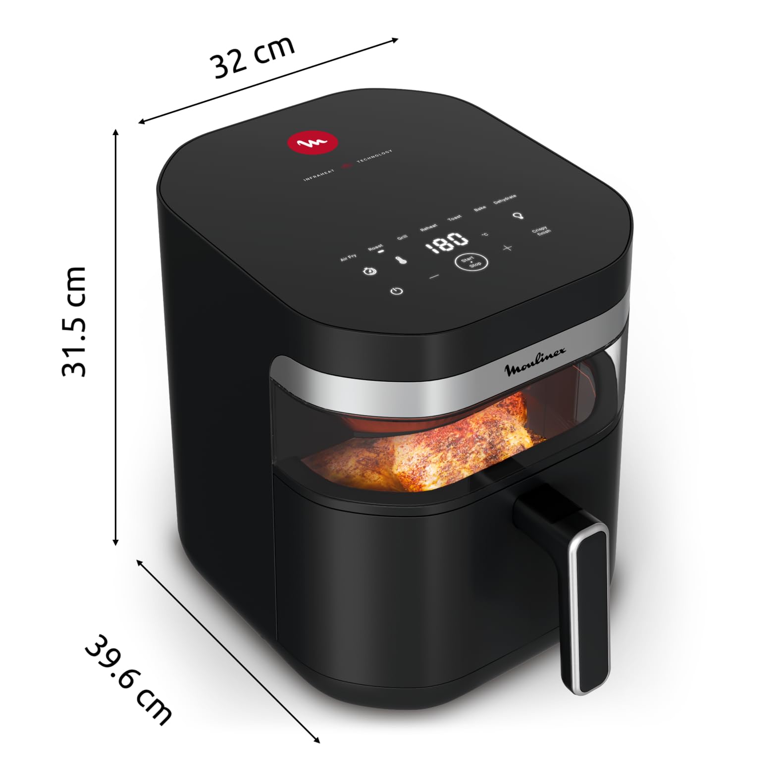 Moulinex Easy Fry Infrared, Friggitrice ad Aria 7 Litri, con Tecnologia Infra-Heat per una Cottura Veloce e Uniforme, 8 Programmi Preimpostati, Facile da Pulire, 2000 W, Colore Nero, EZ8328