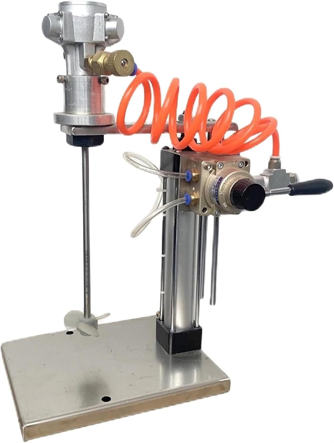 1 Gallon Pneumatic Mixer, 1/8HP Automatic Lift Air Agitator with Stand, Desktop Vertical Coatings Mixing Machine for Viscous Liquid Ink Dye Chemicals