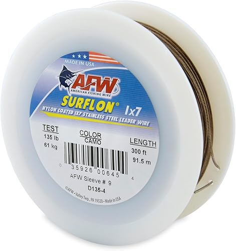 Miniatura 15 de Alambre de pesca americano Surflon recubierto de nailon de 1 x 7 pulgadas, línea líder de pesca para agua salada, prueba de 10 libras, prueba de 250
