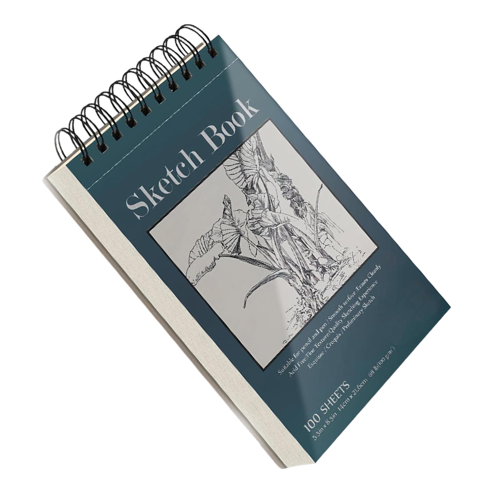 Twin Wire Binding Sketch Book 100 Sheets 68lb / 100gsm Artist Sketch Book Hardcover Drawing Pad for Sketching Doodling Artists Pad