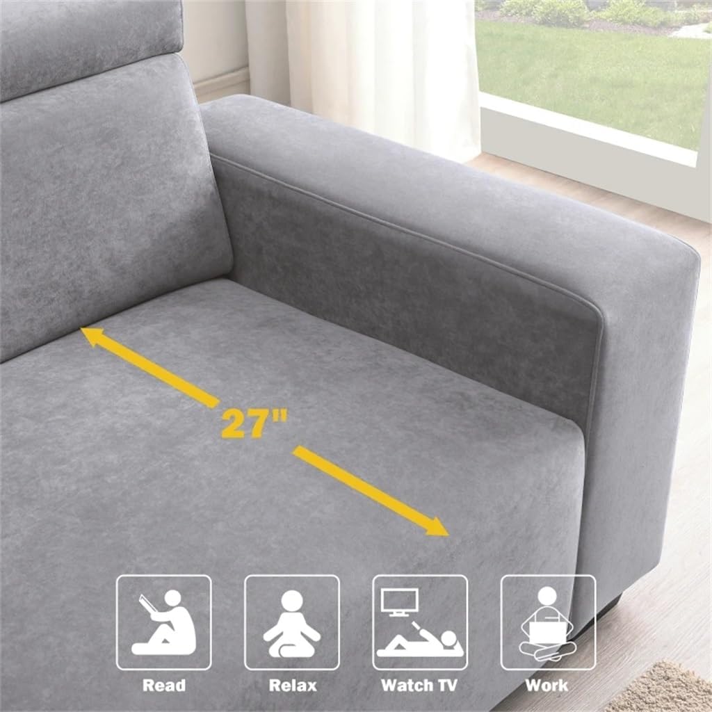 87 * 34.2'' 2-Seater Sectional Sofa Couch with Multi-Angle Adjustable Headrest, Velvet for Living Room