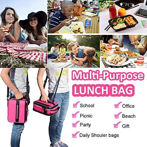 Gowraps Expandable Insulated Lunch Bags For Women Kids Men-Leakproof Insulated Lunch Box Bags With Shoulder Straps Reusable Lunch Cooler Tote Bags (Pink) #TOP7