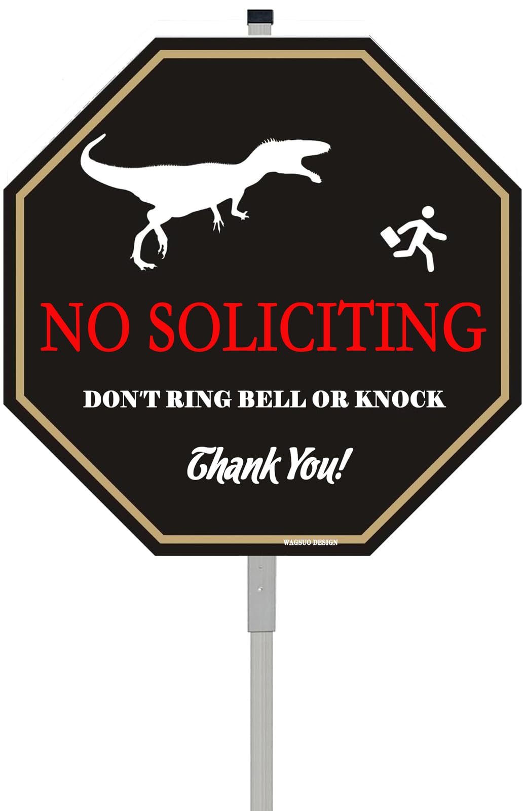 Wagsuo No Soliciting Yard Sign for House with 28" Aluminum Alloy Stake -10" x 10" - "Do Not Ring Bell or Knock" Warning Sign Reflective Aluminum for Home Front Door, Rust & Fade Resistant
