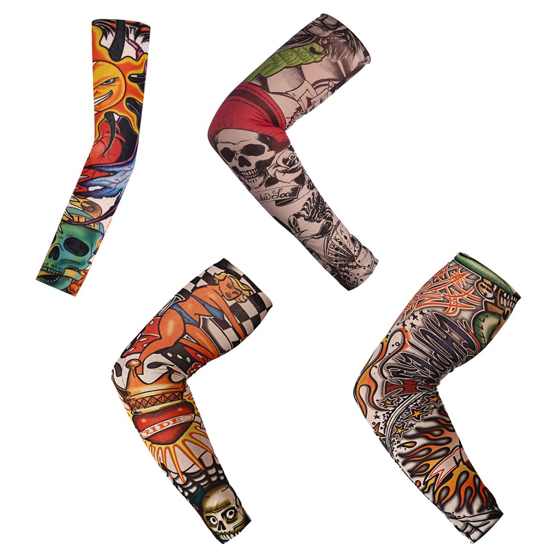 10 Stück Tattoo-Ärmel Set – Temporäre Tattoo-Armlinge Aus Nylon, UV-Schutz, Für Karneval, Partys, Motorradfahrer