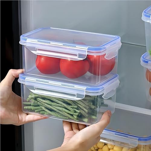 Miniatura 5 de Recipientes de almacenamiento de alimentos de 8 piezas con tapas, recipiente rectangular de preparación de comidas, no tóxico, sin BPA con 4
