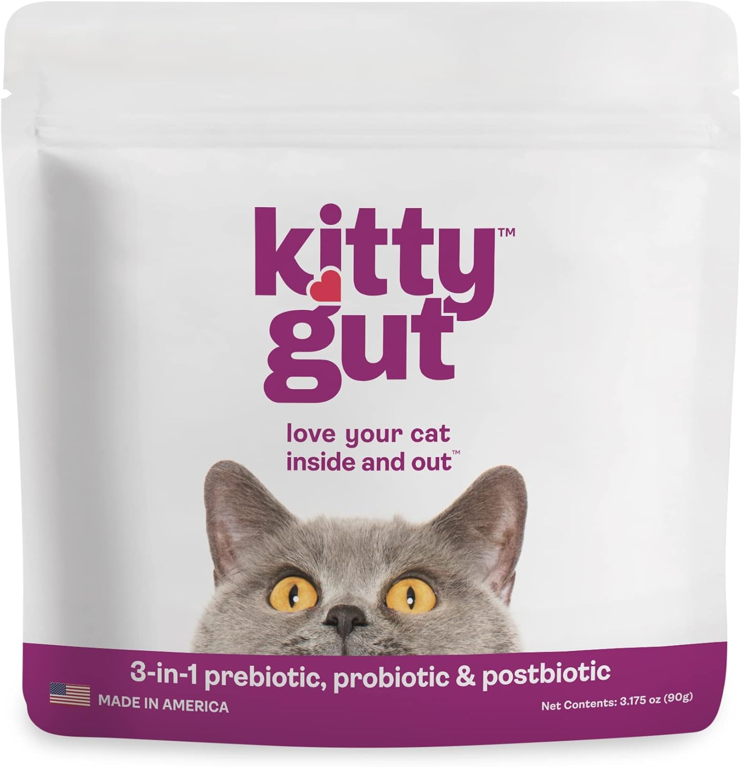 KittyGut 3in1 Cat Prebiotic, Probiotic & Postbiotic Supplement Organic, All