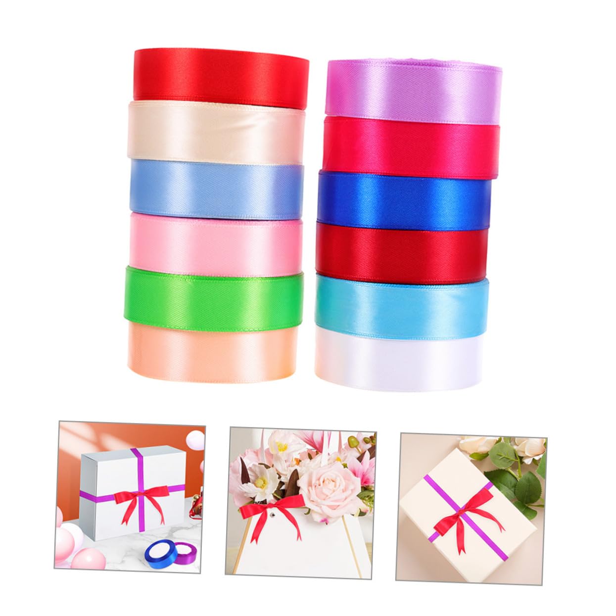 GALPADA 12rollen Farbige Geschenkbänder aus Polyester Dekorative Verpackungsbänder für Geschenke Bastelarbeiten und Blumendekorationen Zufällige Farbe