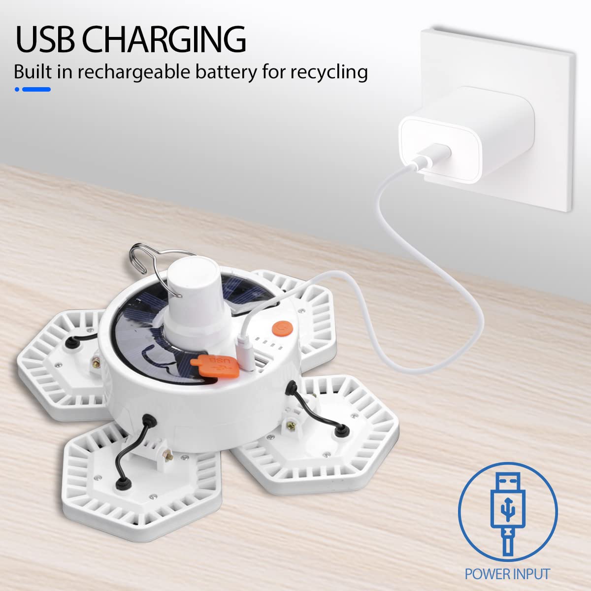 Lampe camping solaire 169 LED pour extérieur, lanterne de tente USB, rechargeable, avec télécommande, batterie externe, lampe de travail, lampe de camping, 5 modes, étanche à 360 °, 10 000 lumens