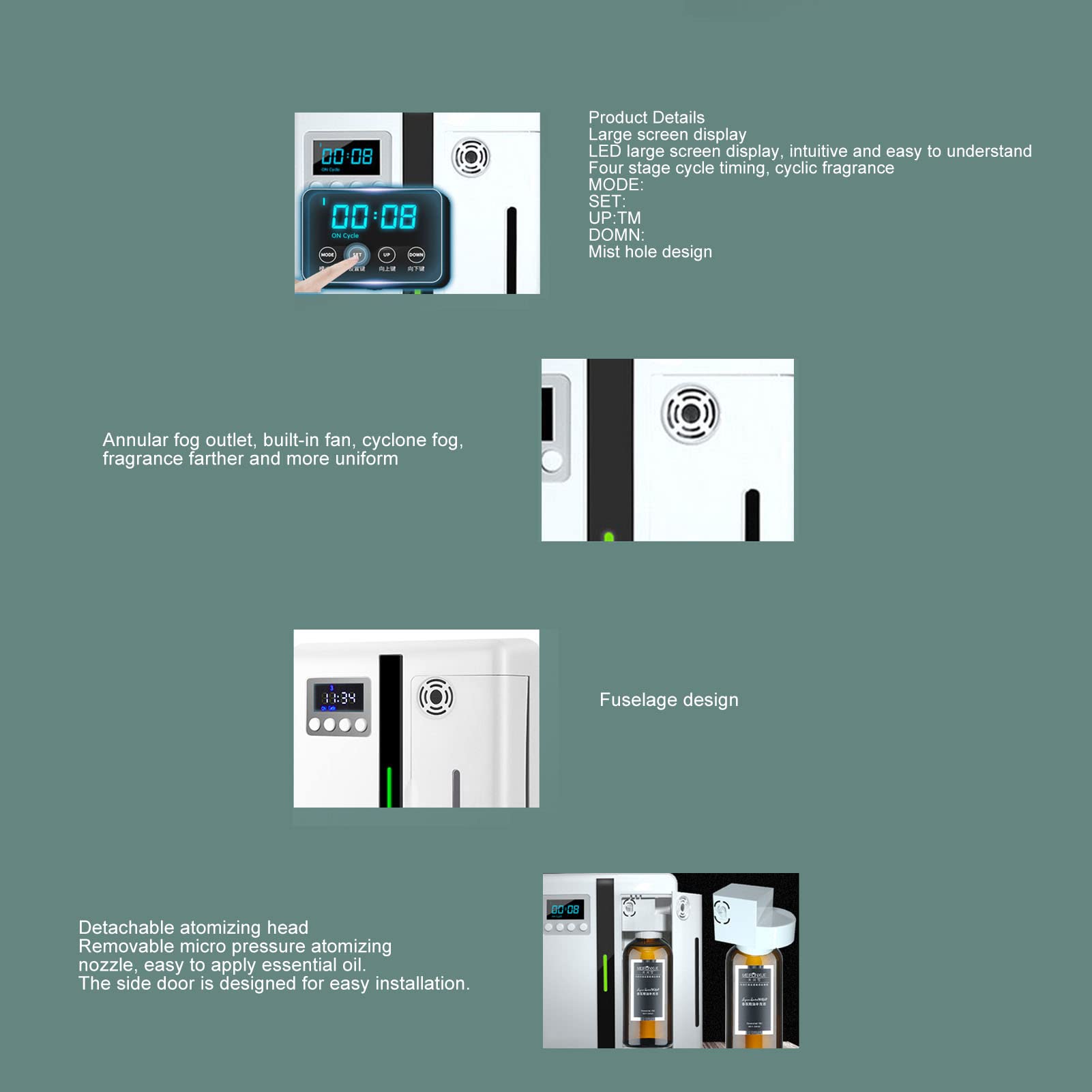 Asixxsix Smart Scent Air Machine,Difusor de Aceite Esencial sin Agua Profesional con Tecnología de Nebulización Máquina Difusora de Automática para Aceites Esenciales paraHabitaciones