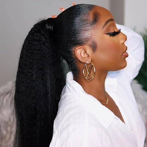 Miniatura 2 de Cola de caballo de cabello humano ondulado de maíz con cordón envolvente, cola de caballo de cabello humano ondulado de maíz, para mujer, color