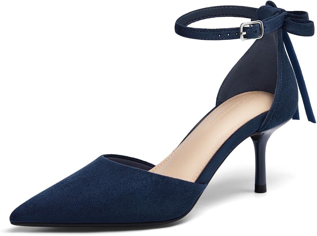 Coutgo Zapatos de vestir de fiesta de boda con puntera cerrada y tacón bajo para mujer