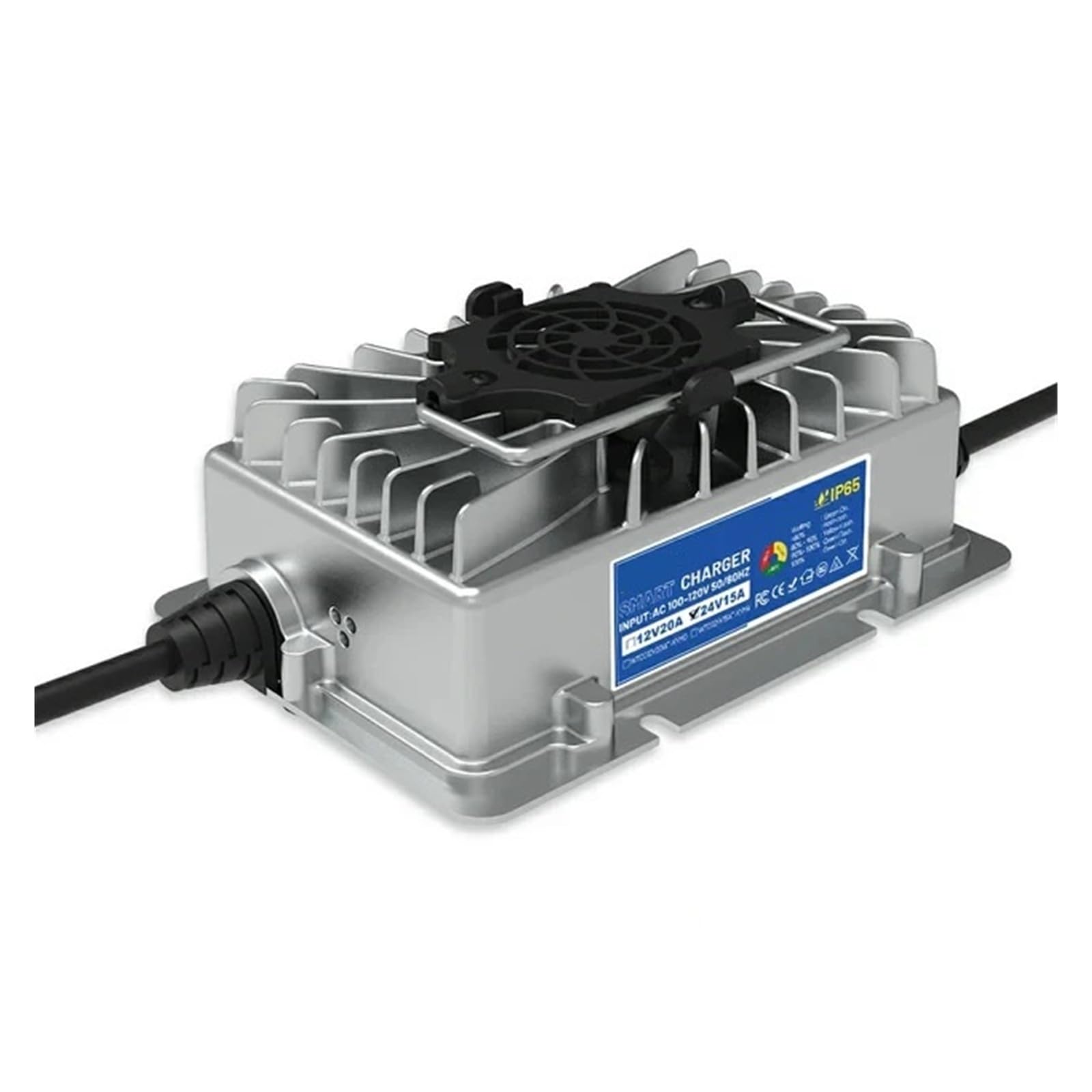 Batteria al litio LiFePO4 da 24 V e 100 Ah integrata con BMS da 100 A, oltre 15.000 cicli for sistema solare domestico(1pcs charger)