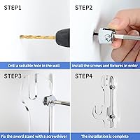 Vista 5 de Soporte de pared para katana de plexiglás transparente - (espadas no incluidas)