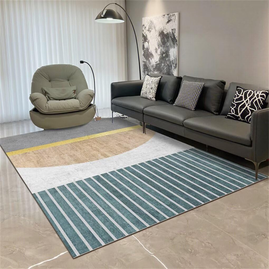 Tapis de salon bleu 200x250cm lavable et moderne pour moquette de chambre d'adolescent