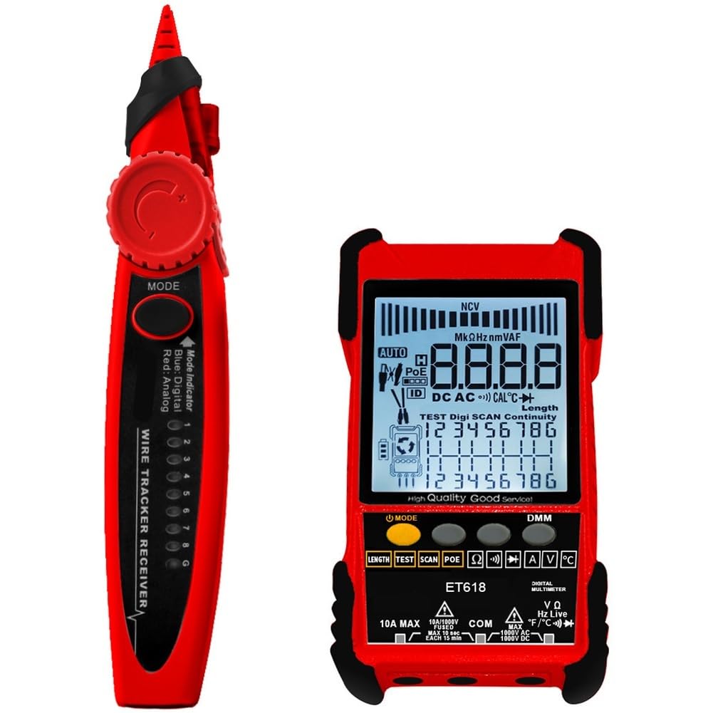 Tester di Cavi di Rete Portatile con Display LCD Abbinato, Analogico, Ricerca Digitale, Tester di Cavi Multifunzionale di Alta Qualità