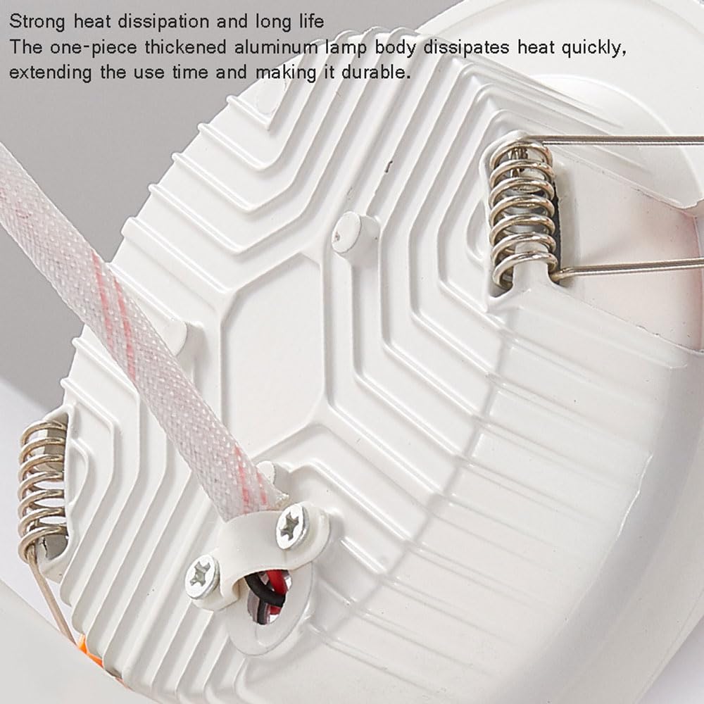 Illuminazione da Incasso a LED, Profilo deflettore, Cri80, 7W, 9W, 12W, 15W, faretto da Incasso a LED Selezionabile 3000K/4000K/6000K, ultrasottile/12W/3000K