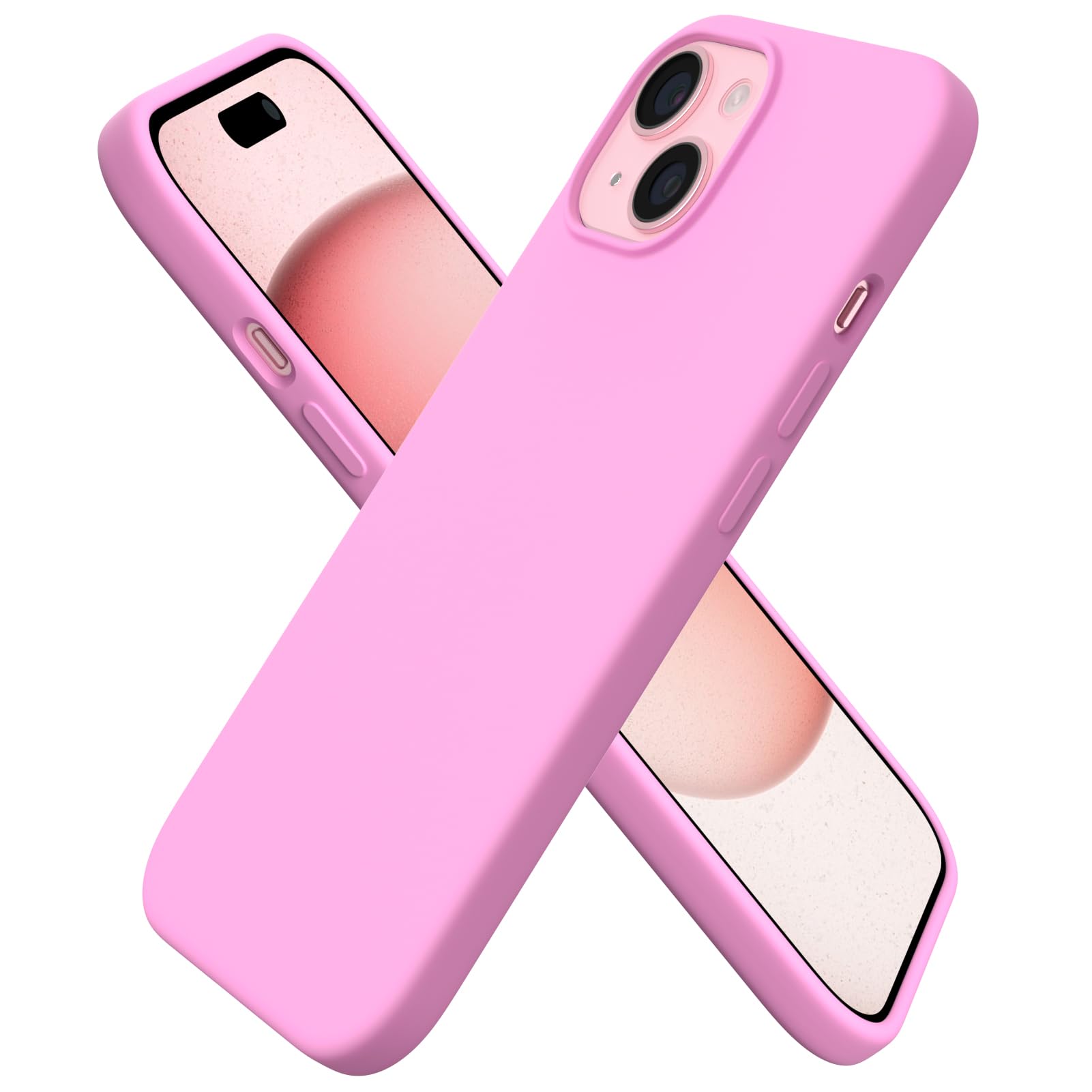 ORNARTO Compatible with iPhone 15 Case 6.1, Slim Liquid Silicone 3 Layers Full Covered Soft Gel Rubber Phone Case, Anti-Scratch Shockproof Protective