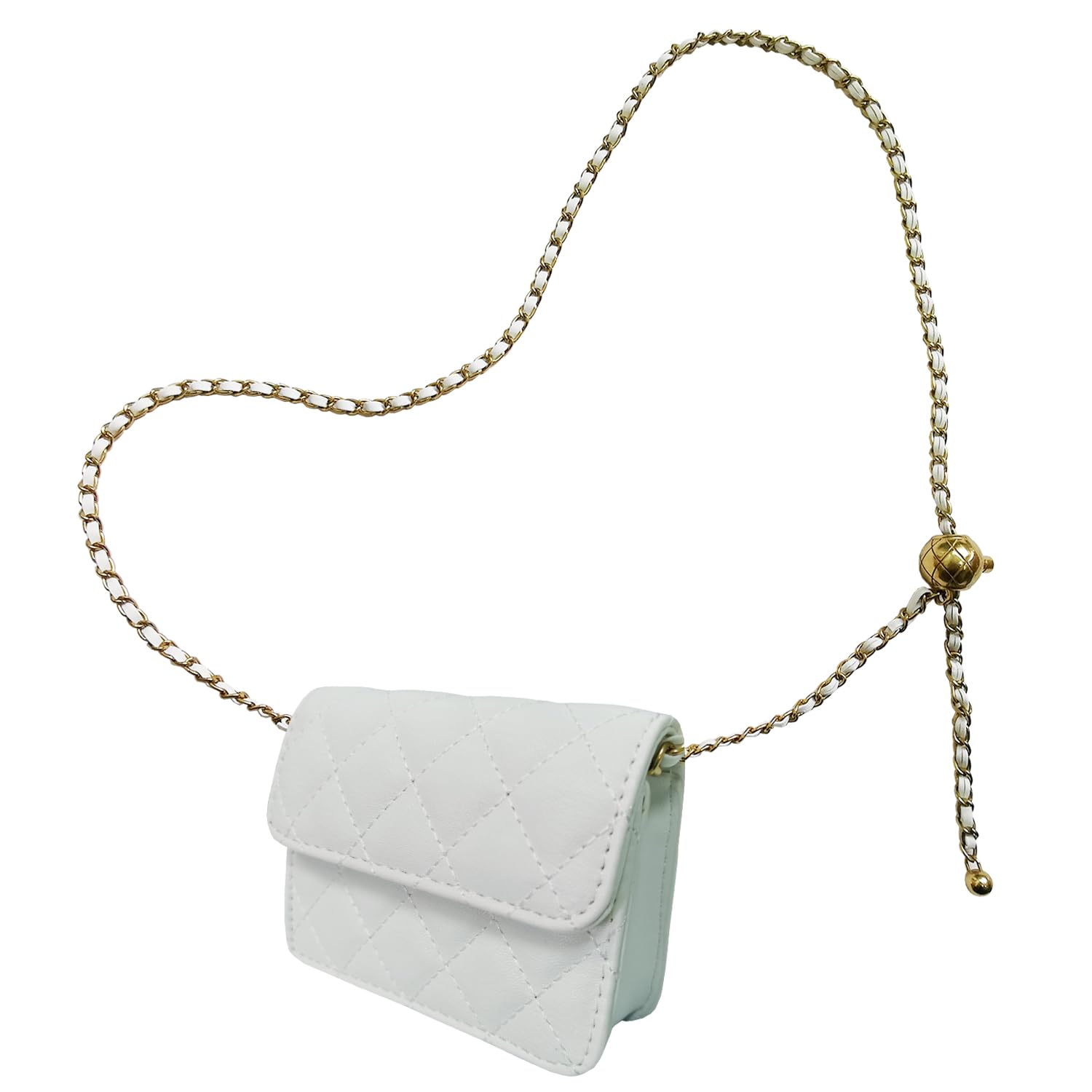 INNTURT Mini Belt Bag - Synthetic Leather Quilted Crossbody Bag for Women - Trendy Accessories - White