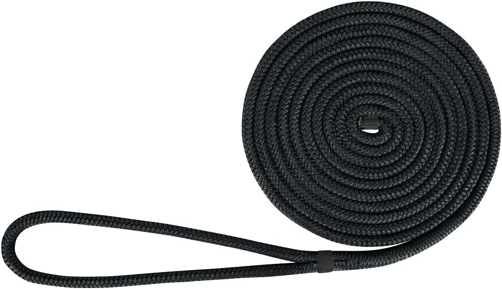Extreme Max 3006.2108 BoatTector Double Braid Nylon Dock Line – 1/2″ x 15′, Black
