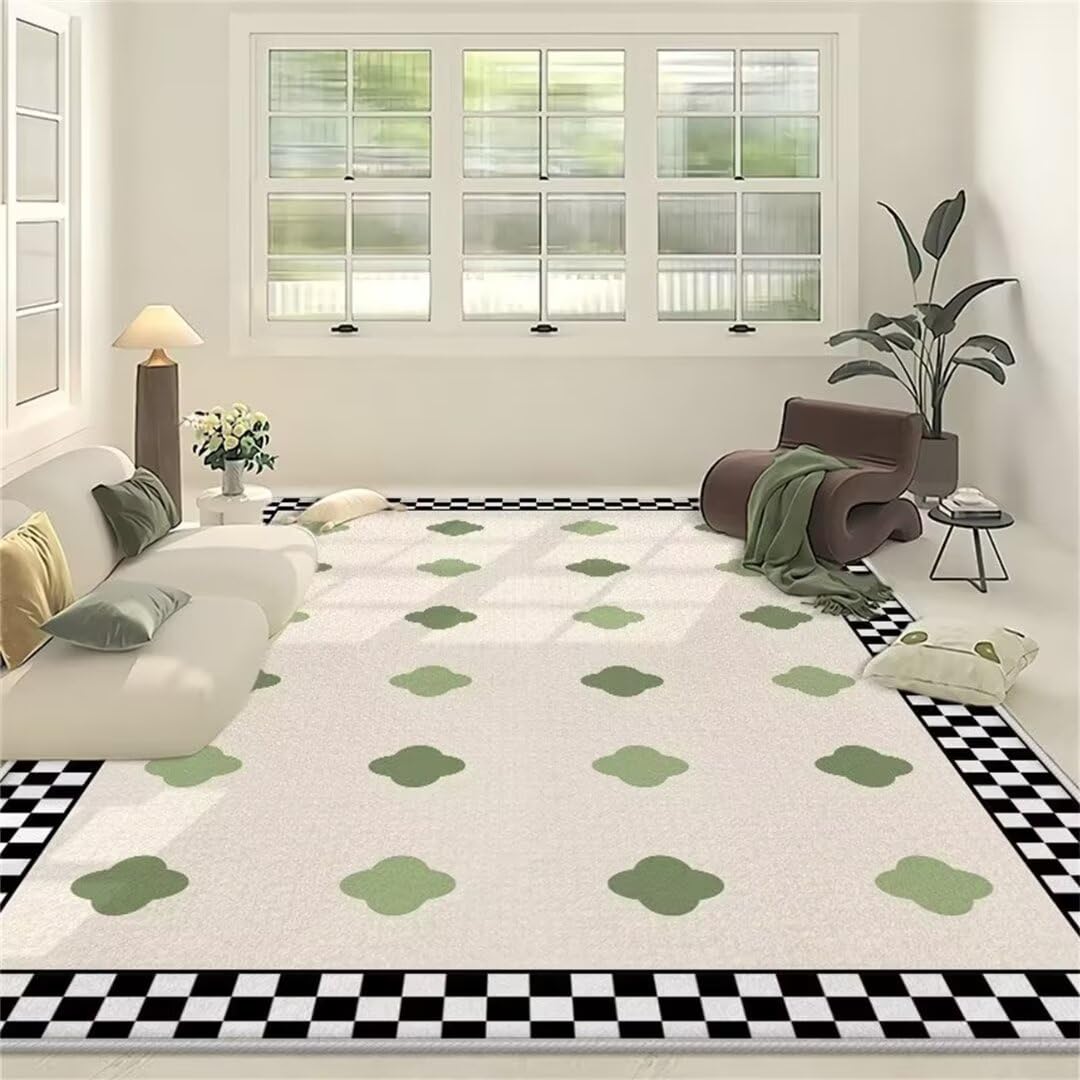 Tapis chambre garçon adolescent moderne - Déco fleurie verte lavable 50x80