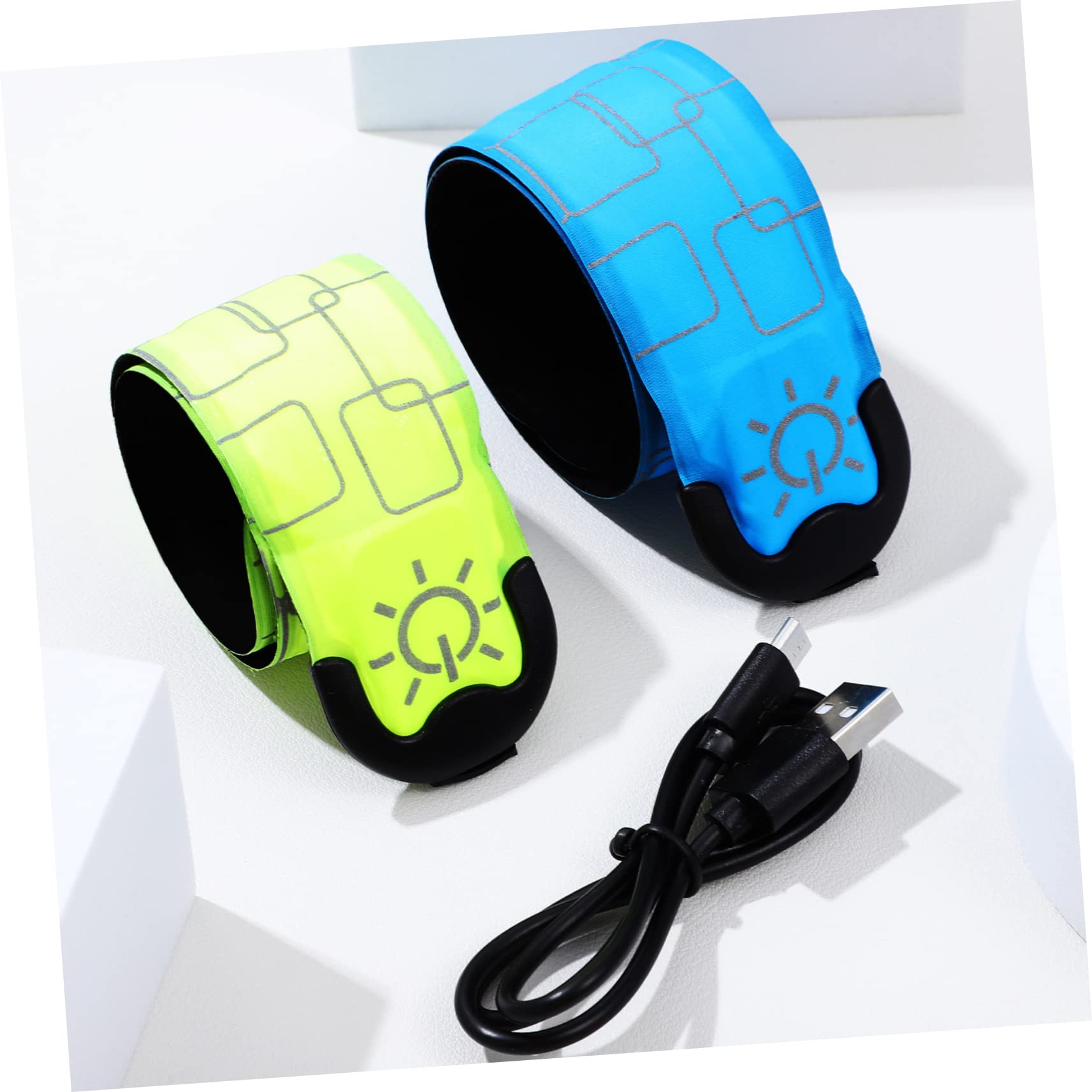 Kisangel 4 Pièces Bracelets LED Réfléchissants Rechargeables de Slap Armbands Verts pour Course Cyclisme Activités de Plein Air