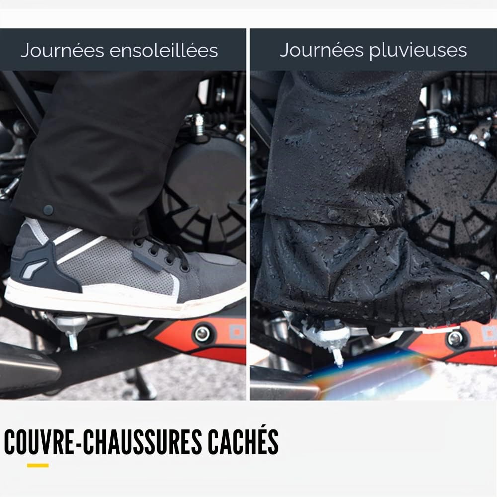 Rain Jacket, Combinaison de pluie de moto imperméable pour hommes et femmes, vêtements de pluie, veste et pantalon avec sac de rangement, veste de pluie imperméable et respirante, Noir , L