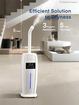 18L Humidifier Large Room, 1300mL/H Triple Mist, Up to 1500 Sq.Ft | Whole House Humidifier with Top-Fill, Smart Humidity Control, Remote, Sleep Mode and Long-Lasting Moisture for Home & Plants