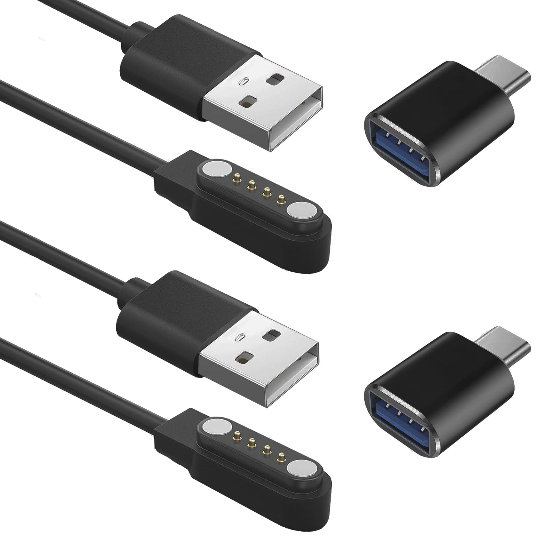 Kit caricabatterie per registratore vocale AI per PLAUD Note, include cavo di ricarica USB magnetico da 7,62 mm a 4 pin da 7,62 mm, anello magnetico e adattatore USB di tipo C per registratore vocale