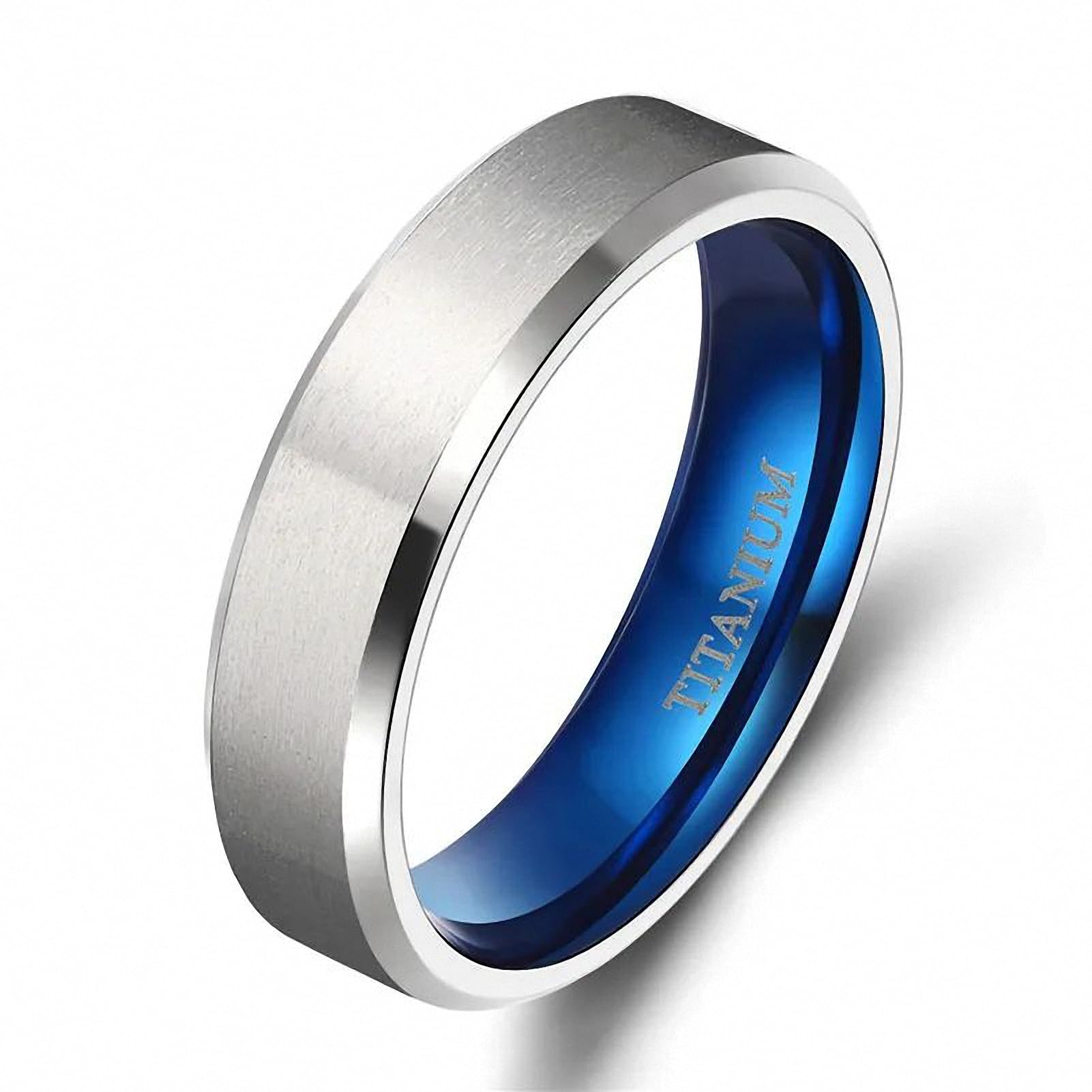 Anillo de boda de titanio de 6 mm para hombre en joyería bicolor 5